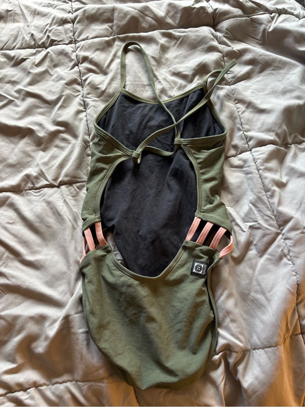 Jolyn Clothing Black and Olive Green Swimsuit Interior - Picture 2 of 3